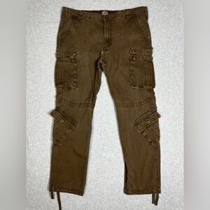 Matchstick Cargo Pant Mens 40 Brown Utility Pocket Tactical Drawstring Paratroop